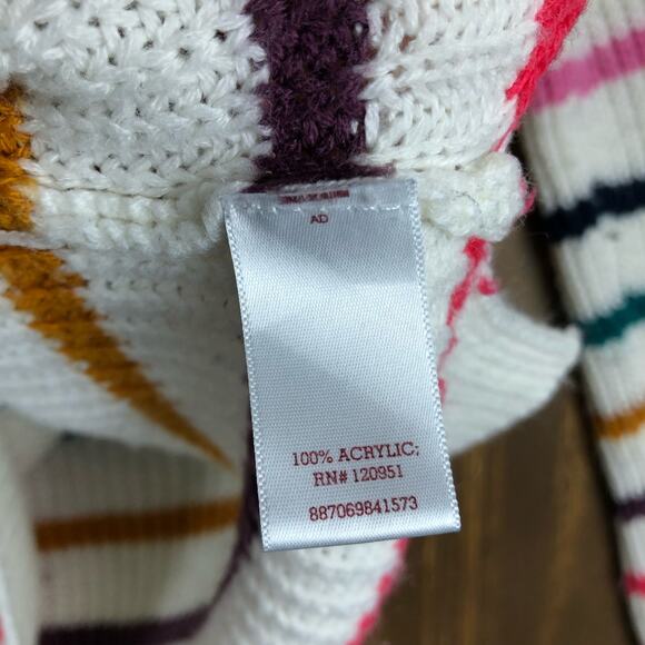 So Womens Sweater White Multicolored Striped Knitted Long Sleeve Large - Picture 6 of 12